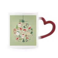 Dıythinker Kırmızı Çok Renkli Noel Baba Kardan Adam Ağacı Yeşil Şekil Isıya Duyarlı Kalp Kupa