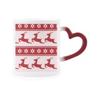 Dıythinker Kırmızı Çok Renkli Noel Geyiği Yıldızı Kırmızı Festival Şekil Isıya Duyarlı Kalp Kupası