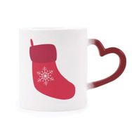Dıythinker Kırmızı Çok Renkli Noel Kar Tanesi Çorap Kırmızı Festival Şekil Isıya Duyarlı Kalp Kupası