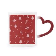 Dıythinker Kırmızı Çok Renkli Noel Kar Tanesi Elk Koltuk Değneği Çan Isıya Duyarlı Kalp Kupa