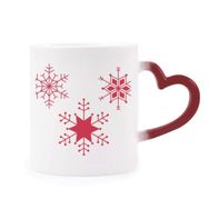 Dıythinker Kırmızı Çok Renkli Noel Kar Tanesi Kırmızı Festival Şekil Isıya Duyarlı Kalp Kupa