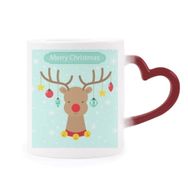 Dıythinker Kırmızı Çok Renkli Noel Kar Tanesi Yıldız Ampul Geyik Festival Şekil Isıya Duyarlı Kalp Kupası
