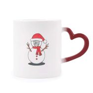 Dıythinker Kırmızı Çok Renkli Noel Kardan Adam Horus Eşarp Dal Isıya Duyarlı Kalp Kupa