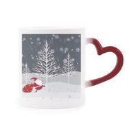 Dıythinker Kırmızı Çok Renkli Noel Noel Baba Kar Tanesi Ağaç Şekil Isıya Duyarlı Kalp Kupa