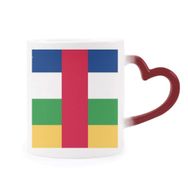Dıythinker Kırmızı Çok Renkli Orta Afrika Cumhuriyeti Bayrağı Afrika Isıya Duyarlı Kalp Kupa