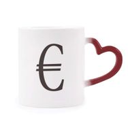 Dıythinker Kırmızı Çok Renkli Para Birimi Sembolü Euro Şekil Isıya Duyarlı Kalp Kupası