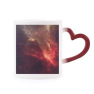 Dıythinker Kırmızı Çok Renkli Parlak Kırmızı Nebula Evren İllüstrasyon Desen Isıya Duyarlı Kalp Kupası