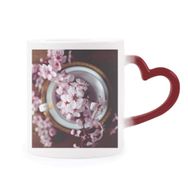 Dıythinker Kırmızı Çok Renkli Pembe Erik Çiçeği Vazo Isıya Duyarlı Kalp Kupası