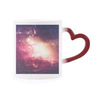 Dıythinker Kırmızı Çok Renkli Pembe Nebula Altın Gezegen Muhteşem Estetik Şekil Isıya Duyarlı Kalp Kupa