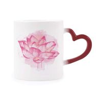 Dıythinker Kırmızı Çok Renkli Pembe Suluboya Lotus Çiçek Bitki Şekil Isıya Duyarlı Kalp Kupası