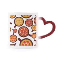 Dıythinker Kırmızı Çok Renkli Pizza İtalya Domates Yiyecekleri Biber Şekil Isıya Duyarlı Kalp Kupası