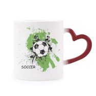 Dıythinker Kırmızı Çok Renkli Play Soccer Futbol Spor Şekil Isıya Duyarlı Kalp Kupa
