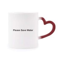 Dıythinker Kırmızı Çok Renkli Please Save Water Siyah Sembol Isıya Duyarlı Kalp Kupası