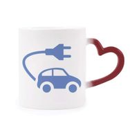 Dıythinker Kırmızı Çok Renkli Plug Enerji Araçları Çevreyi Korur Desen Isıya Duyarlı Kalp Kupası
