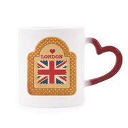Dıythinker Kırmızı Çok Renkli Point Uk Londra Damga Union Jack Morphing Isıya Duyarlı Kalp Kupa