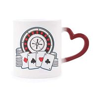 Dıythinker Kırmızı Çok Renkli Poker Chips Döner Tabla İllüstrasyon Isıya Duyarlı Kalp Kupa