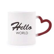 Dıythinker Kırmızı Çok Renkli Programcı Arabirimi Hello World Şekil Isıya Duyarlı Kalp Kupası