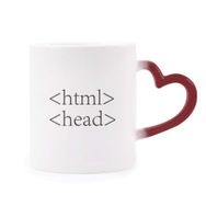 Dıythinker Kırmızı Çok Renkli Programcı Program İfadesi Html Şekil Isıya Duyarlı Kalp Kupası