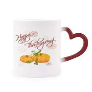 Dıythinker Kırmızı Çok Renkli Pumkin Mutlu Şükran Günü Desen Isıya Duyarlı Kalp Kupa