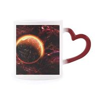 Dıythinker Kırmızı Çok Renkli Red Planet Dark Universe Morphing Isıya Duyarlı Kalp Kupası