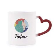 Dıythinker Kırmızı Çok Renkli Renk Soyut Bitkiler Sanat Desen Isıya Duyarlı Kalp Kupa