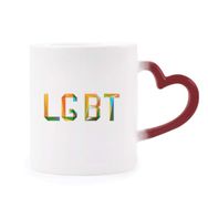 Dıythinker Kırmızı Çok Renkli Renkli Lgbt Gökkuşağı Homo Morphing Isıya Duyarlı Kalp Kupası
