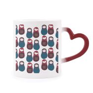 Dıythinker Kırmızı Çok Renkli Rusya Erkek Kız Bebek Matryoshka Morphing Isıya Duyarlı Kalp Kupa
