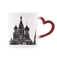 Dıythinker Kırmızı Çok Renkli Rusya Saint Petersburg Silüeti Isıya Duyarlı Kalp Kupası