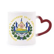 Dıythinker Kırmızı Çok Renkli San Salvador El Salvador Ulusal Amblem Isıya Duyarlı Kalp Kupası