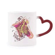 Dıythinker Kırmızı Çok Renkli Sanat Zebra Çiçek Sarı Pembe Şekil Isıya Duyarlı Kalp Kupa