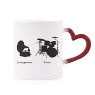 Dıythinker Kırmızı Çok Renkli Şarkı Müzik Davul Kiti Enerji Deseni Isıya Duyarlı Kalp Kupası