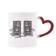 Dıythinker Kırmızı Çok Renkli Şarkı Müzik Hoparlör Kutusu Desen Isıya Duyarlı Kalp Kupası