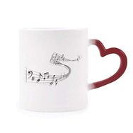 Dıythinker Kırmızı Çok Renkli Şarkı Müzik Skoru Melodi Klasik Şekil Isıya Duyarlı Kalp Kupa