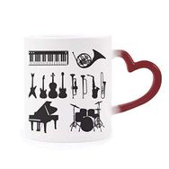 Dıythinker Kırmızı Çok Renkli Sax Klasik Müzik Dinleme Kombinasyonu Isıya Duyarlı Kalp Kupası