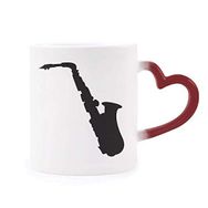 Dıythinker Kırmızı Çok Renkli Sax Klasik Müzik Dinleme Taze Isıya Duyarlı Kalp Kupası