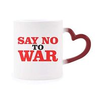 Dıythinker Kırmızı Çok Renkli Say No To War World Love Peace World Morphing Isıya Duyarlı Kalp Kupa