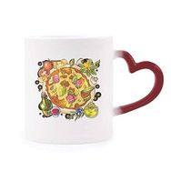 Dıythinker Kırmızı Çok Renkli Sebze Pizza İtalya Yiyecek Çay Isıya Duyarlı Kalp Kupası