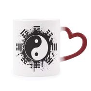 Dıythinker Kırmızı Çok Renkli Sekiz Diyagram Taiji Yin-yang Çin Desen Isıya Duyarlı Kalp Kupası