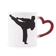 Dıythinker Kırmızı Çok Renkli Shaolin Kung Fu Çin Kültürü Desen Isıya Duyarlı Kalp Kupası