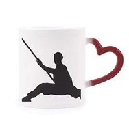 Dıythinker Kırmızı Çok Renkli Shaolin Stick Çin Keşiş Asker Kültürü Şekil Isıya Duyarlı Kalp Kupası