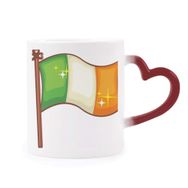 Dıythinker Kırmızı Çok Renkli Shine İrlanda Ulusal Bayrağı St.patrick Günü Isıya Duyarlı Kalp Kupa