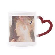 Dıythinker Kırmızı Çok Renkli Side Beauty Girl Xjj Yağlı Boya Isıya Duyarlı Kalp Kupa