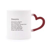 Dıythinker Kırmızı Çok Renkli Şiir Alıntısı Hold Fast To Dreams Morphing Isıya Duyarlı Kalp Kupa
