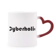 Dıythinker Kırmızı Çok Renkli Şık Kelime Siberholik Şekil Isıya Duyarlı Kalp Kupası
