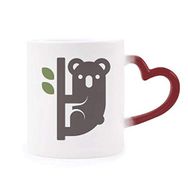 Dıythinker Kırmızı Çok Renkli Silüeti Avustralya Koala ve Okaliptlik Isıya Duyarlı Kalp Kupası