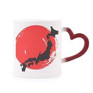 Dıythinker Kırmızı Çok Renkli Siyah Harita Soyut Japonya Isıya Duyarlı Kalp Kupa