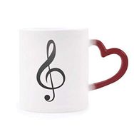 Dıythinker Kırmızı Çok Renkli Siyah Müzik Üçlü Clef Beyaz Şekil Isıya Duyarlı Kalp Kupası