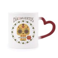 Dıythinker Kırmızı Çok Renkli Skull Rose The Day Of The Dead Meksika Şekil Isıya Duyarlı Kalp Kupa