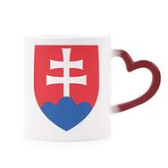 Dıythinker Kırmızı Çok Renkli Slovakya Avrupa Ulusal Amblem Isıya Duyarlı Kalp Kupası