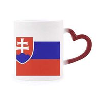 Dıythinker Kırmızı Çok Renkli Slovakya Ulusal Bayrağı Avrupa Ülke Isıya Duyarlı Kalp Kupası